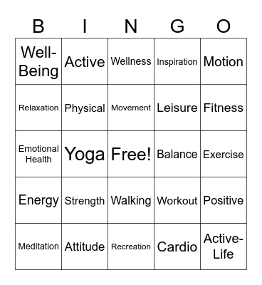 Wellness Bingo Card