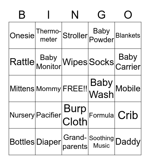 BABY BOY Bingo Card
