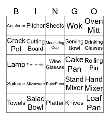 BRIDAL Bingo Card