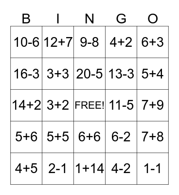 Mix Facts BINGO Card