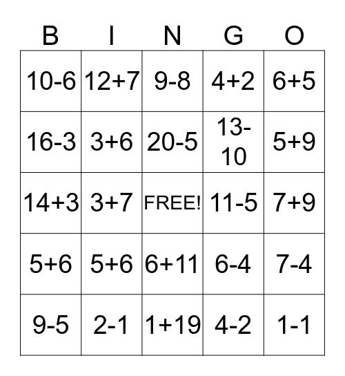 Mix Facts BINGO Card