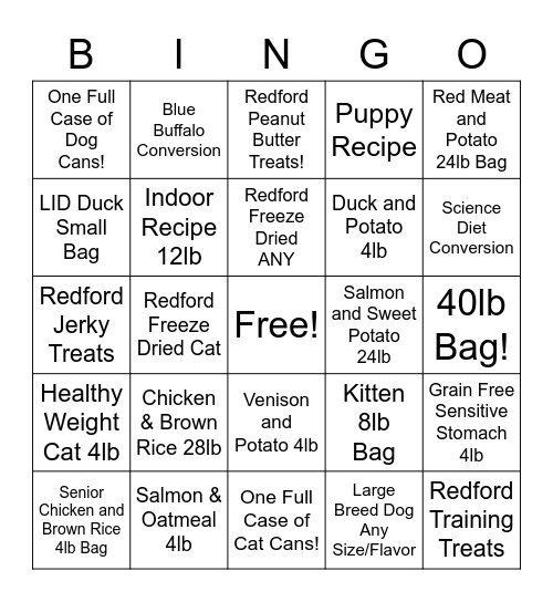 Redford Bingo Card