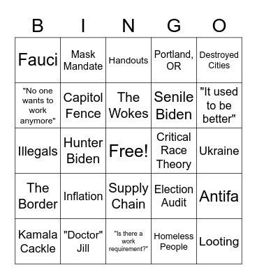 Boomer Bingo 2021 Bingo Card