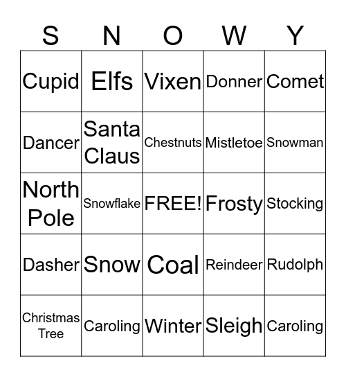 Holiday BINGO Card