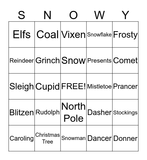 HOLIDAY BINGO Card