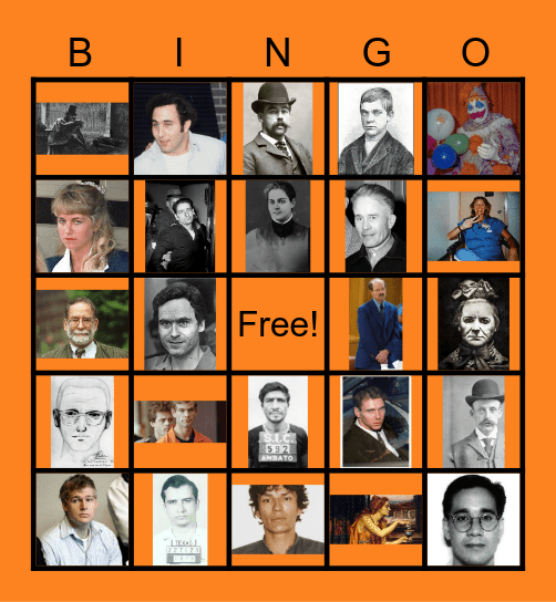 Serial killer Bingo Card
