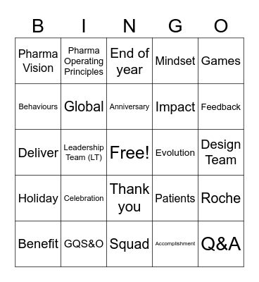 Celebration Bingo Card