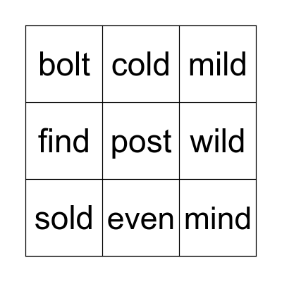 Cade Bingo Card
