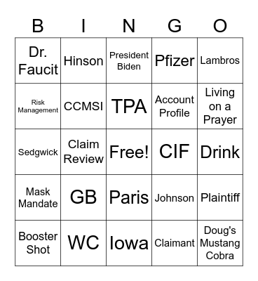 AXA XL Bingo Card