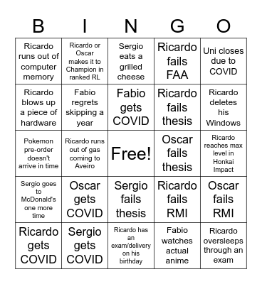 2021/2022 Bingo Card