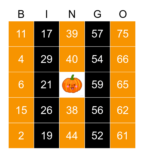 Halloween Bingo Card