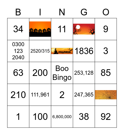 BOo BIngO Card