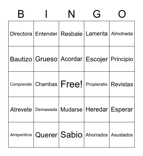 La casa en Mango Street Bingo Card