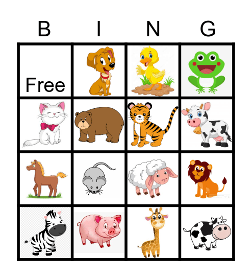 Animals Bingo Card