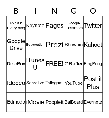 TLC - iPads and Technology Bingo Card