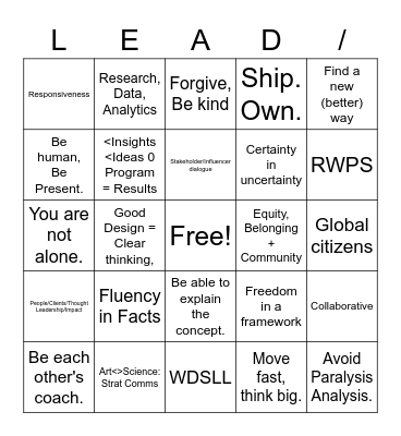 Global Gateway Advisors: Attributes Bingo Card