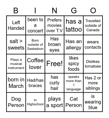 Ice Breaker Bingo! Bingo Card