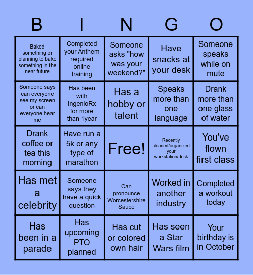 Team Bingo Card