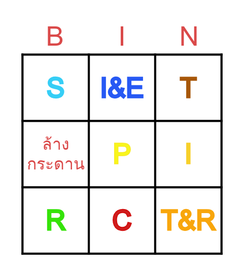 ACT SPIRIT Bingo Card