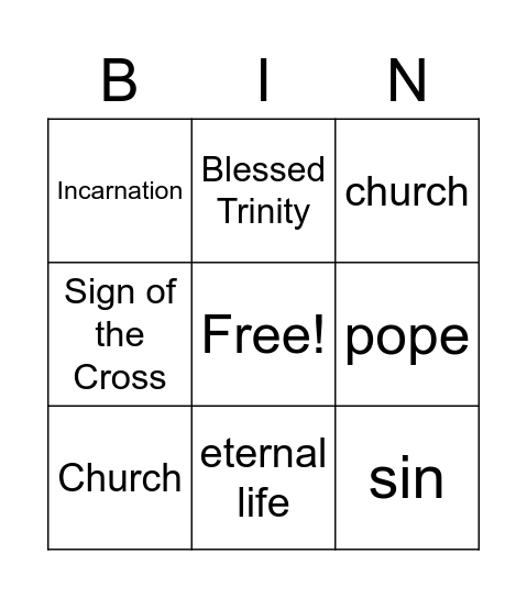 Faith Words Bingo Unit 1 Bingo Card