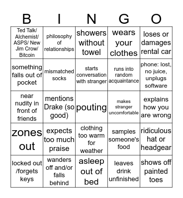 Darius Bingo Card