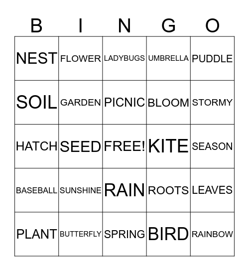 SPRING BINGO Card