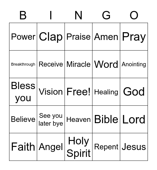 Listening Bingo Card