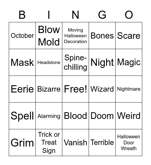 Halloween Bingo Card