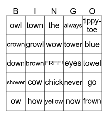 ow! Bingo Card