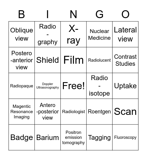 Imaging Bingo Card