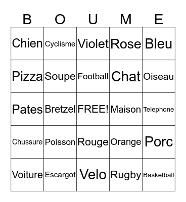 La Boume Bingo Card