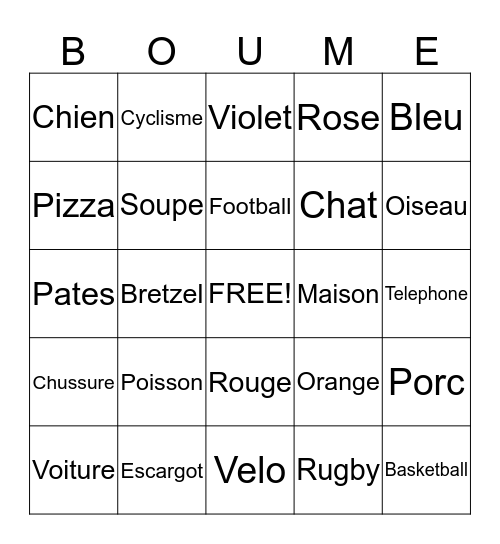 La Boume Bingo Card