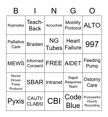 Nurse Onboarding BINGO Card