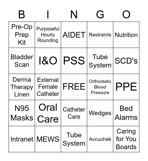 CNA/NSE BINGO Card