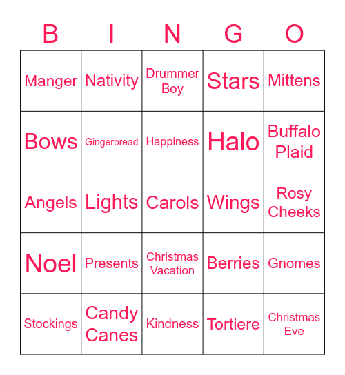 BLINGO Bingo Card