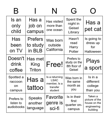 LSAC Bingo Card