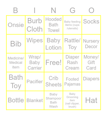Becketts Bingo Card