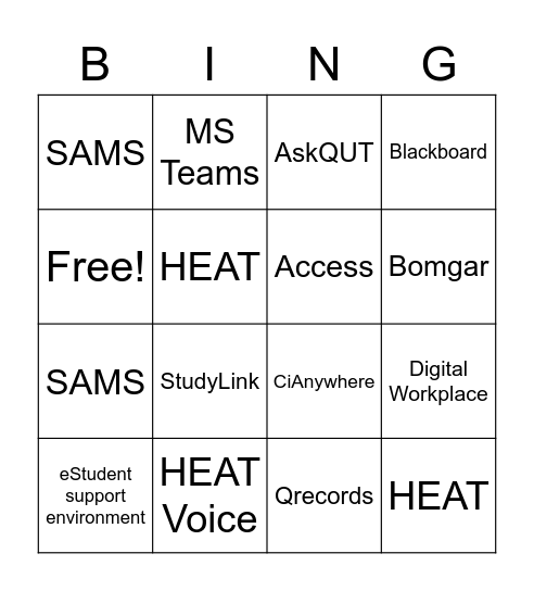 SYSTEMS Bingo Card