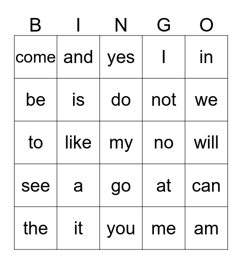 Reading Bingo Card