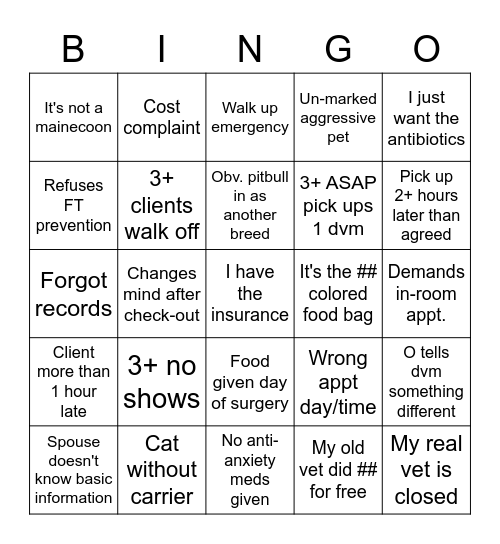 Banfield Bingo Card