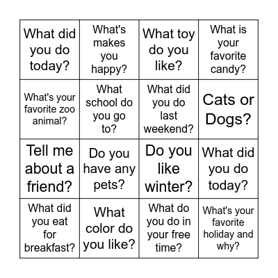 Conversation Bingo Card