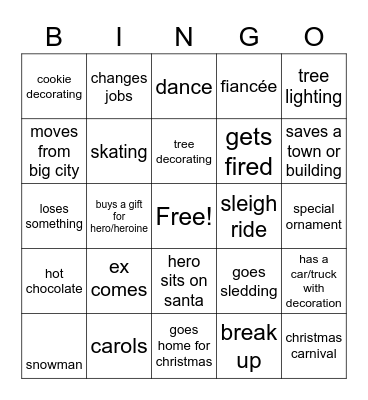 hallmark christmas movies Bingo Card