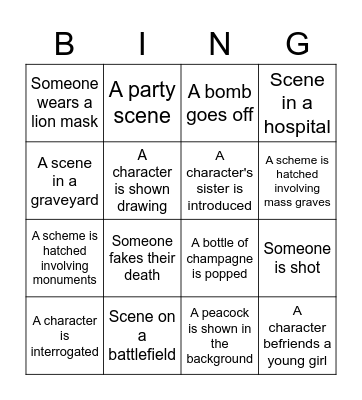 Au Revoir Là-Haut Bingo Card