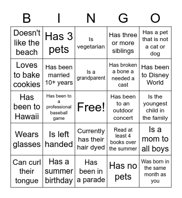 Find Someone Who... Bingo Card