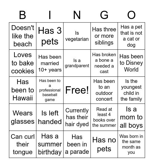 Find Someone Who... Bingo Card