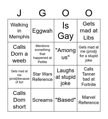 Jgoo Bingo Card