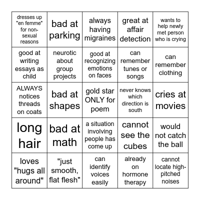 trans girl bingo Card