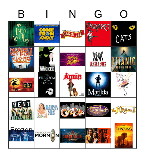 MUSICALS Bingo Card