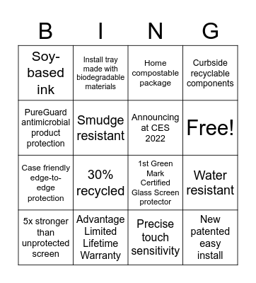 Pure 2 Eco Bingo Card