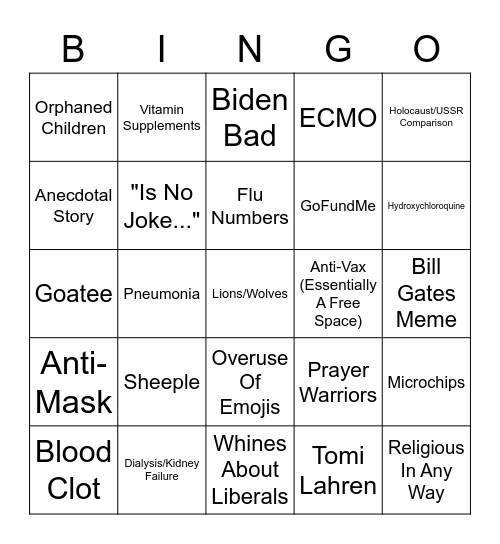 HCA Bingo Card